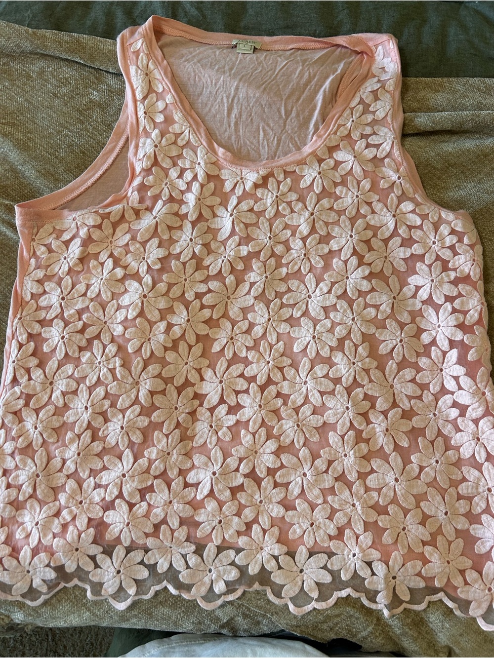 J. Crew Pink Floral Eyelet Tank Top